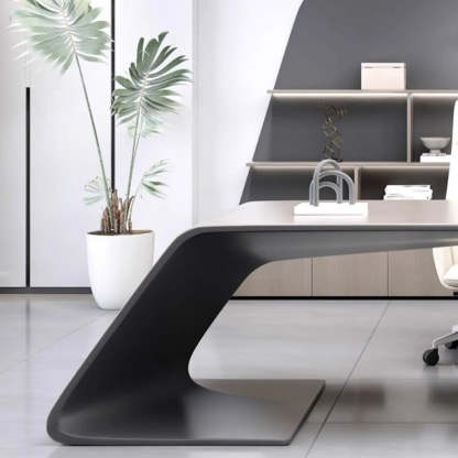 Modern L-Shaped Wood Executive Desk