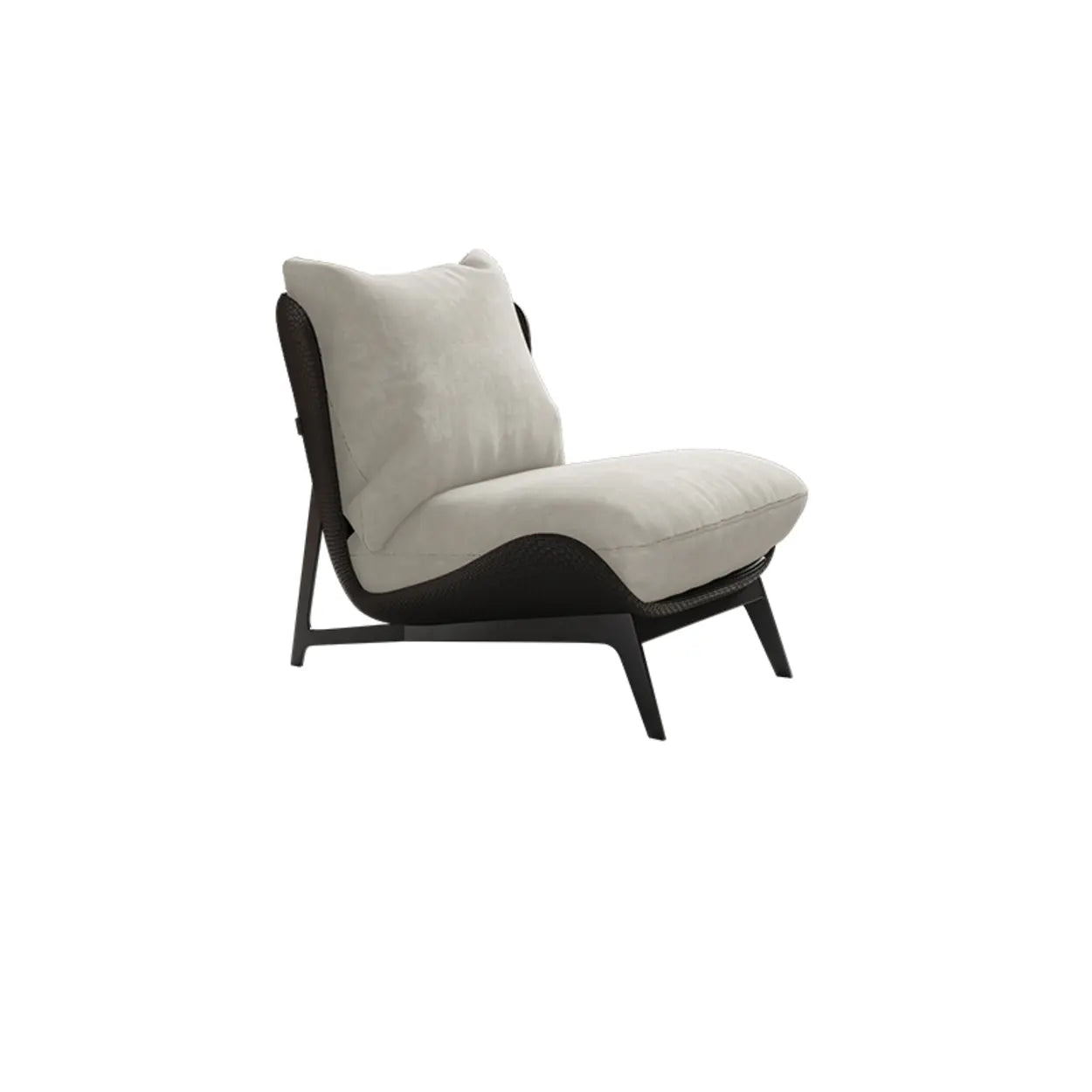 Modern Flannel Reclining Accent Chair — White / Flannel