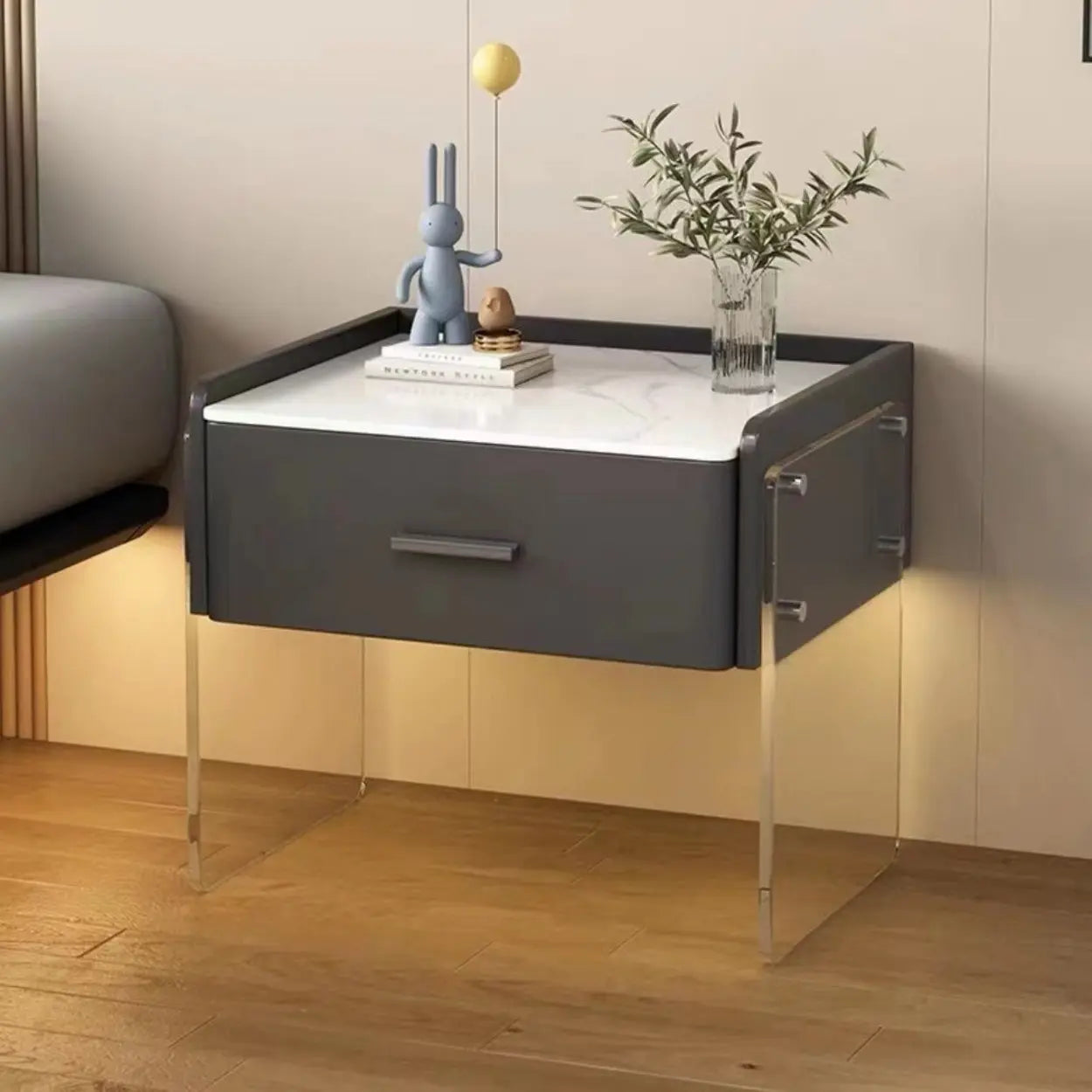 Modern Floating Acrylic Leg Nightstand