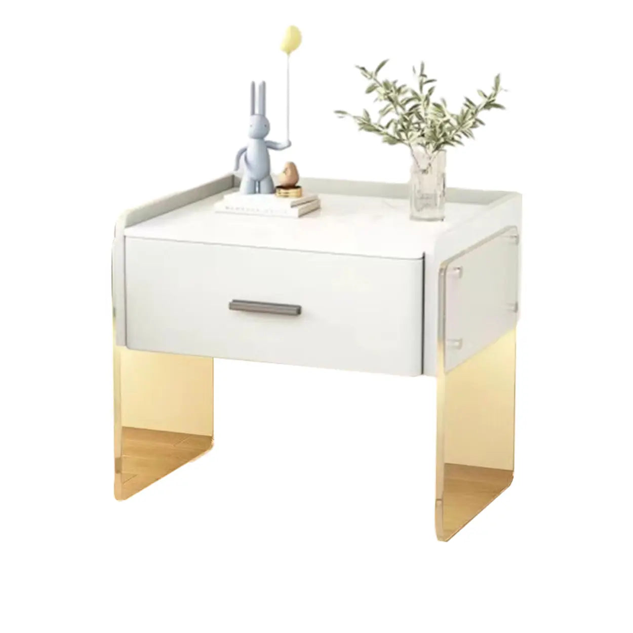 Modern Floating Acrylic Leg Nightstand — White