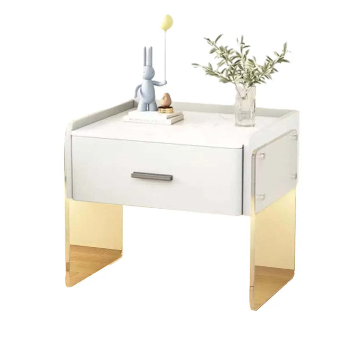 Modern Floating Acrylic Leg Nightstand — White