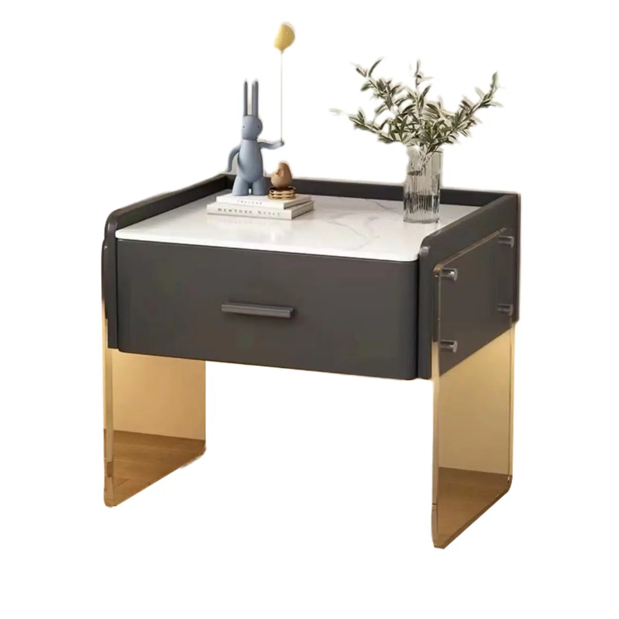 Modern Floating Acrylic Leg Nightstand — White