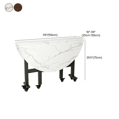 Foldable Marble-Top Dining Table on Wheels