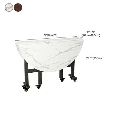 Foldable Marble-Top Dining Table on Wheels