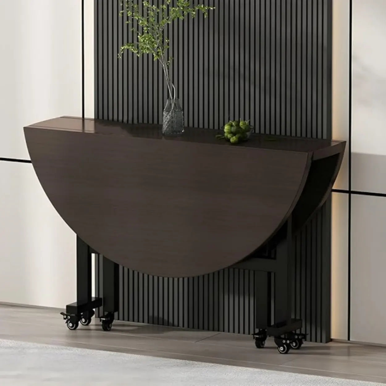 Foldable Marble-Top Dining Table on Wheels