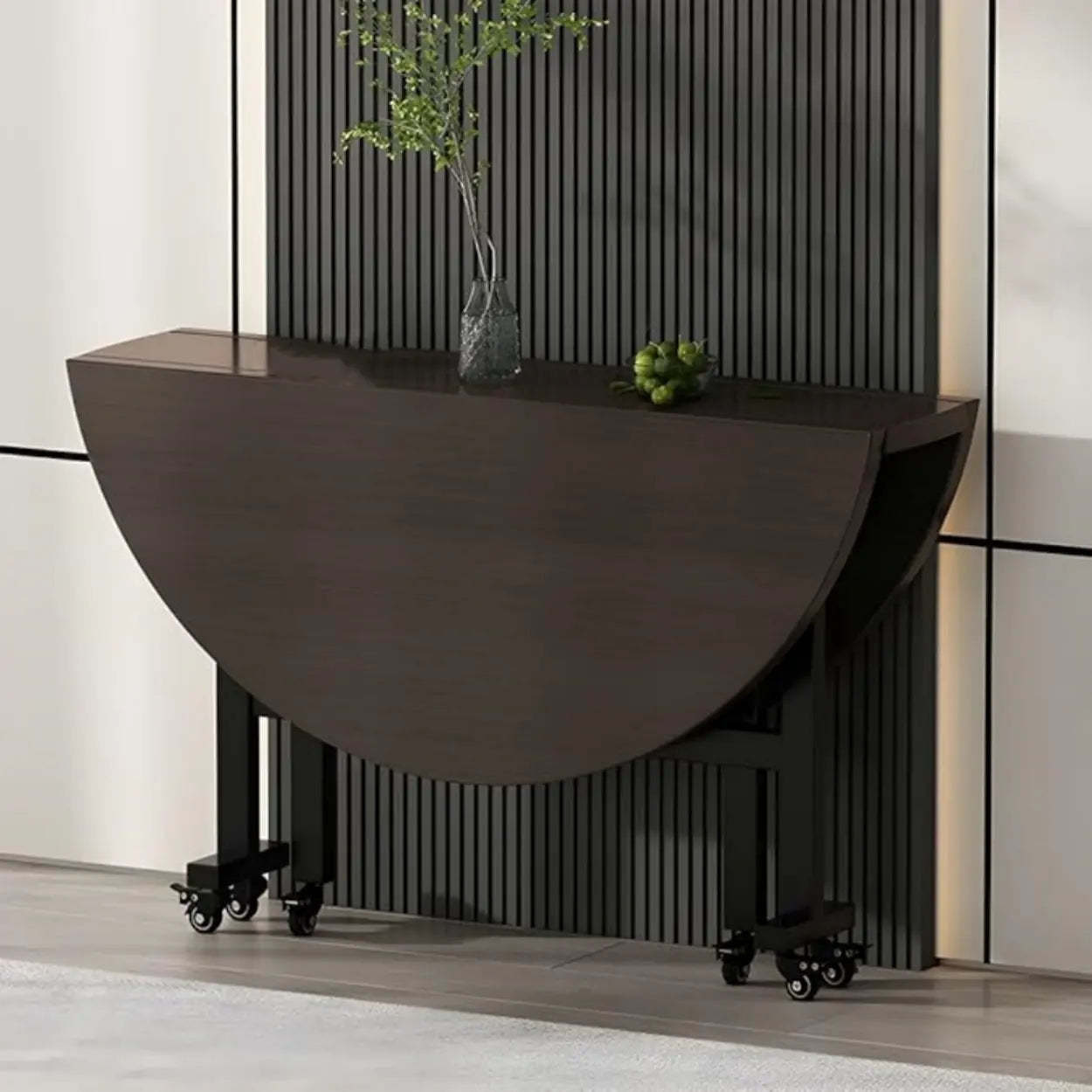 Foldable Marble-Top Dining Table on Wheels