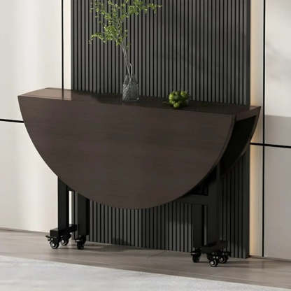 Foldable Marble-Top Dining Table on Wheels