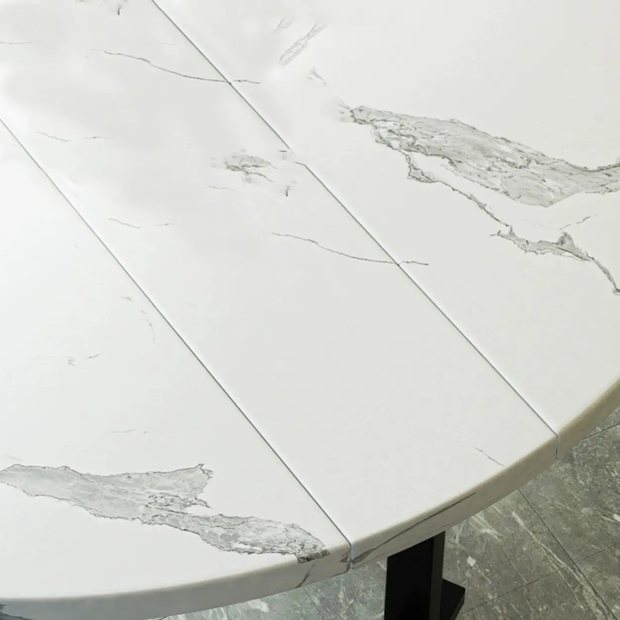 Foldable Marble-Top Dining Table on Wheels