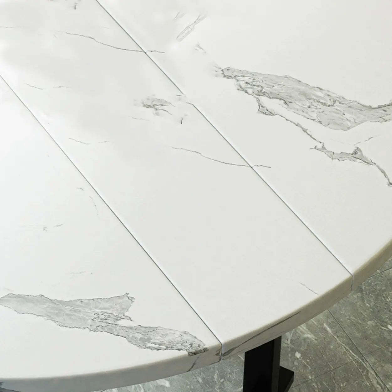 Foldable Marble-Top Dining Table on Wheels