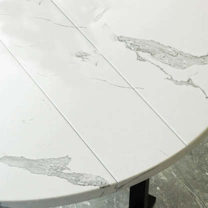 Foldable Marble-Top Dining Table on Wheels