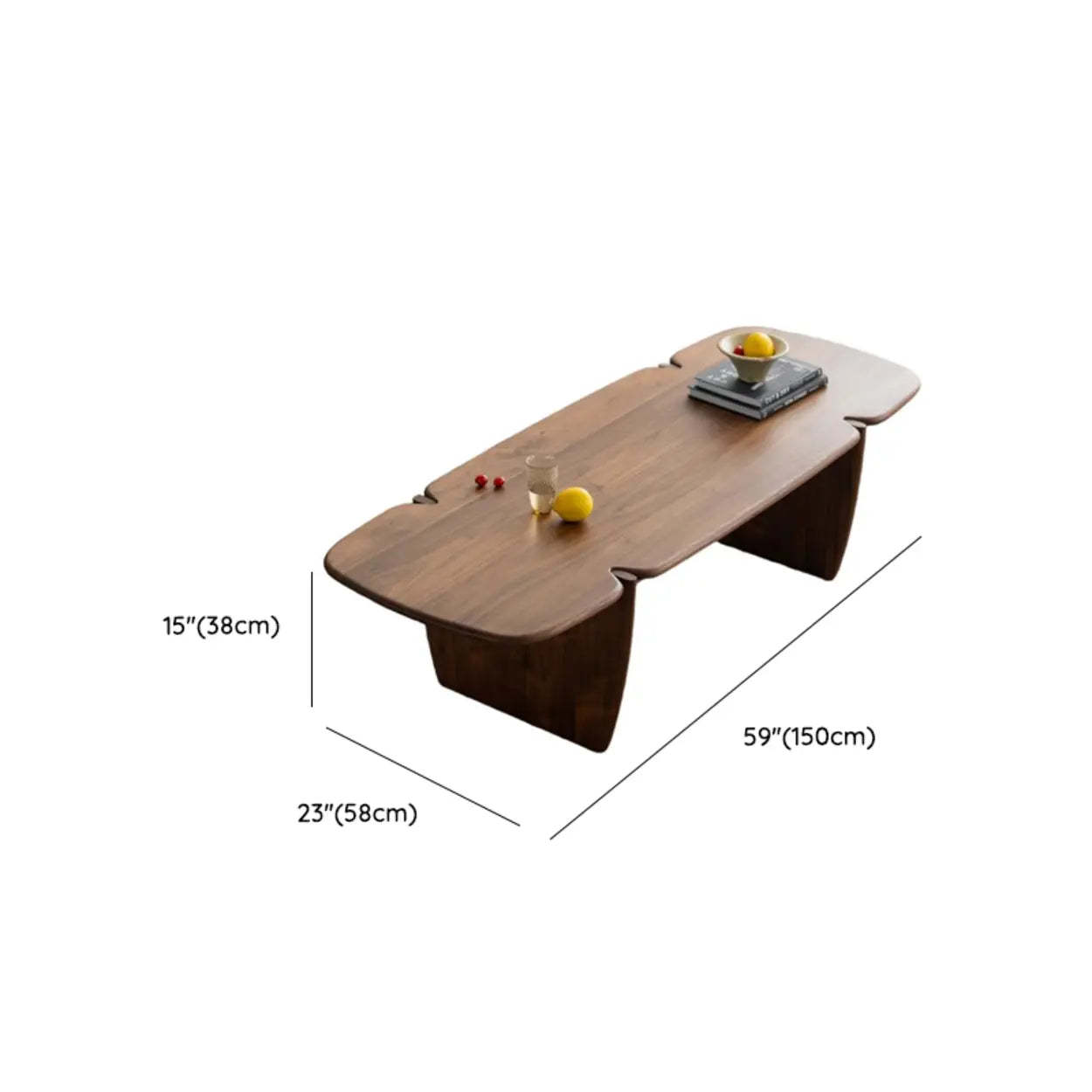 Modern Free-Form Brown Wood Low-Profile Coffee Table