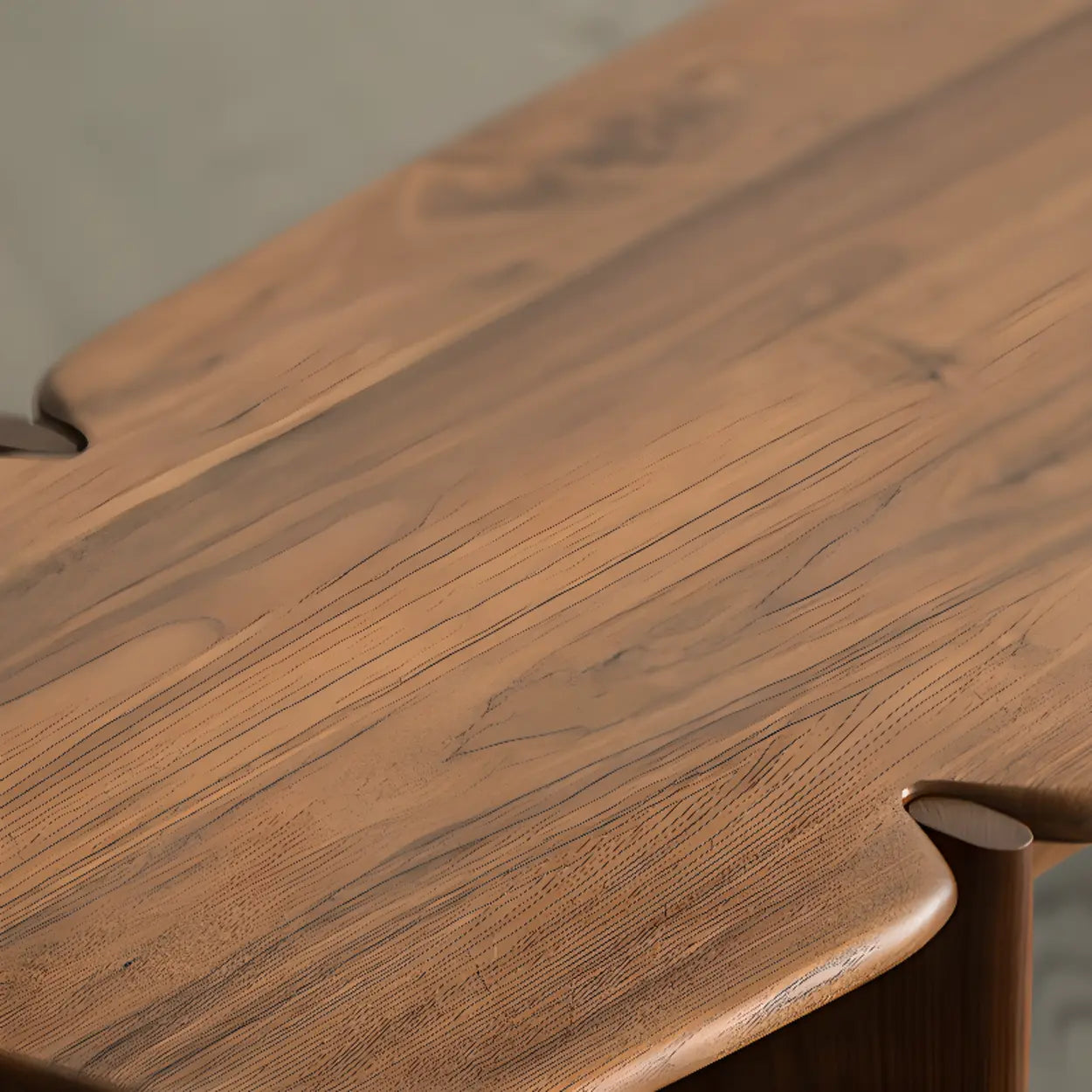 Modern Free-Form Brown Wood Low-Profile Coffee Table