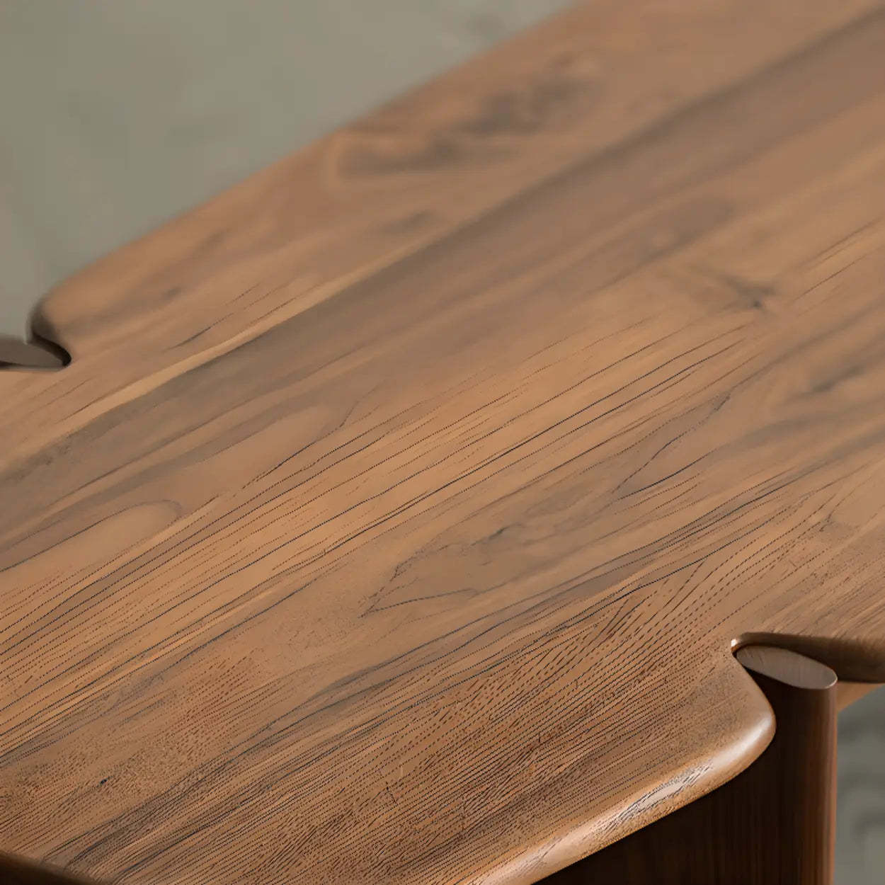 Modern Free-Form Brown Wood Low-Profile Coffee Table