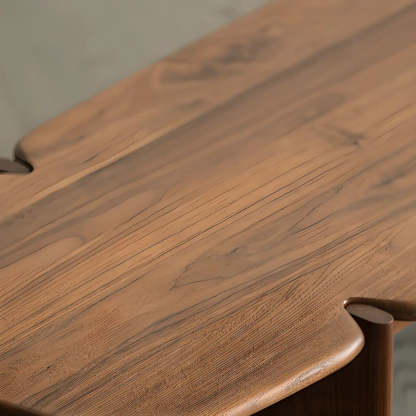 Modern Free-Form Brown Wood Low-Profile Coffee Table