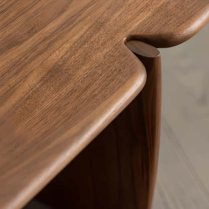 Modern Free-Form Brown Wood Low-Profile Coffee Table