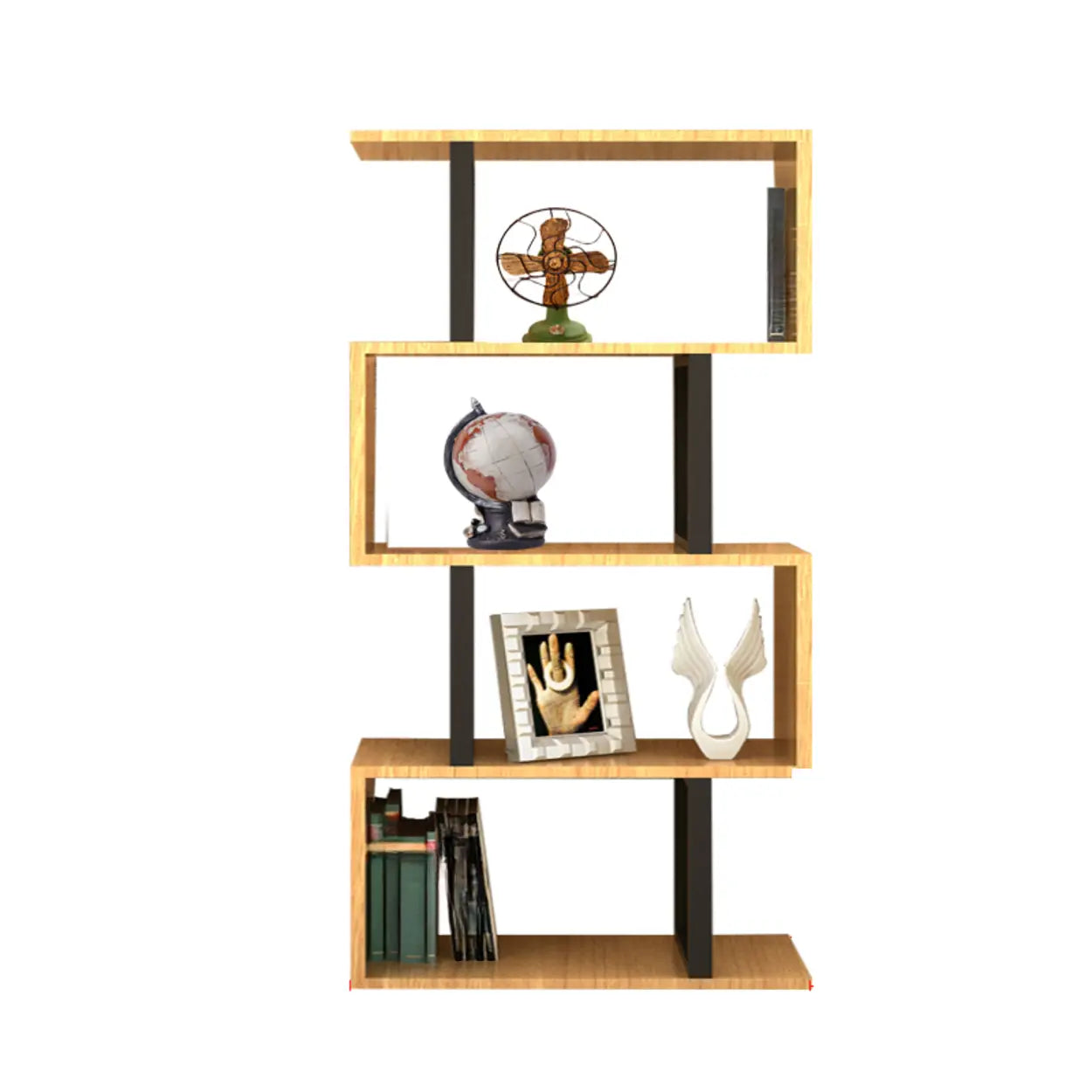 Modern Geometric Wood Grain Vertical Bookcase