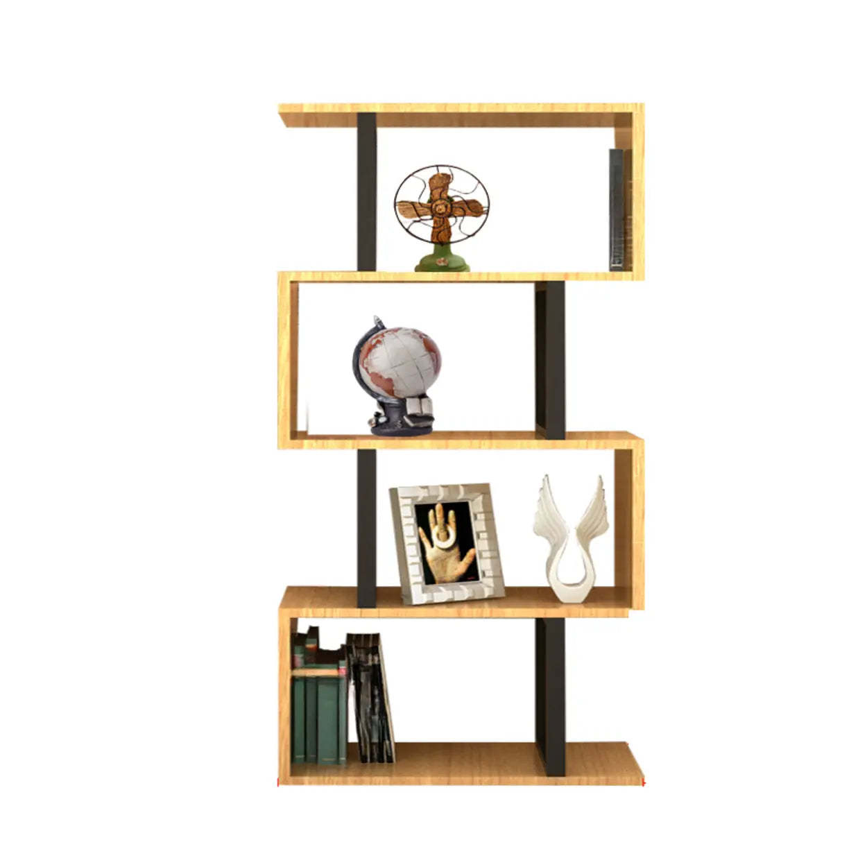 Modern Geometric Wood Grain Vertical Bookcase