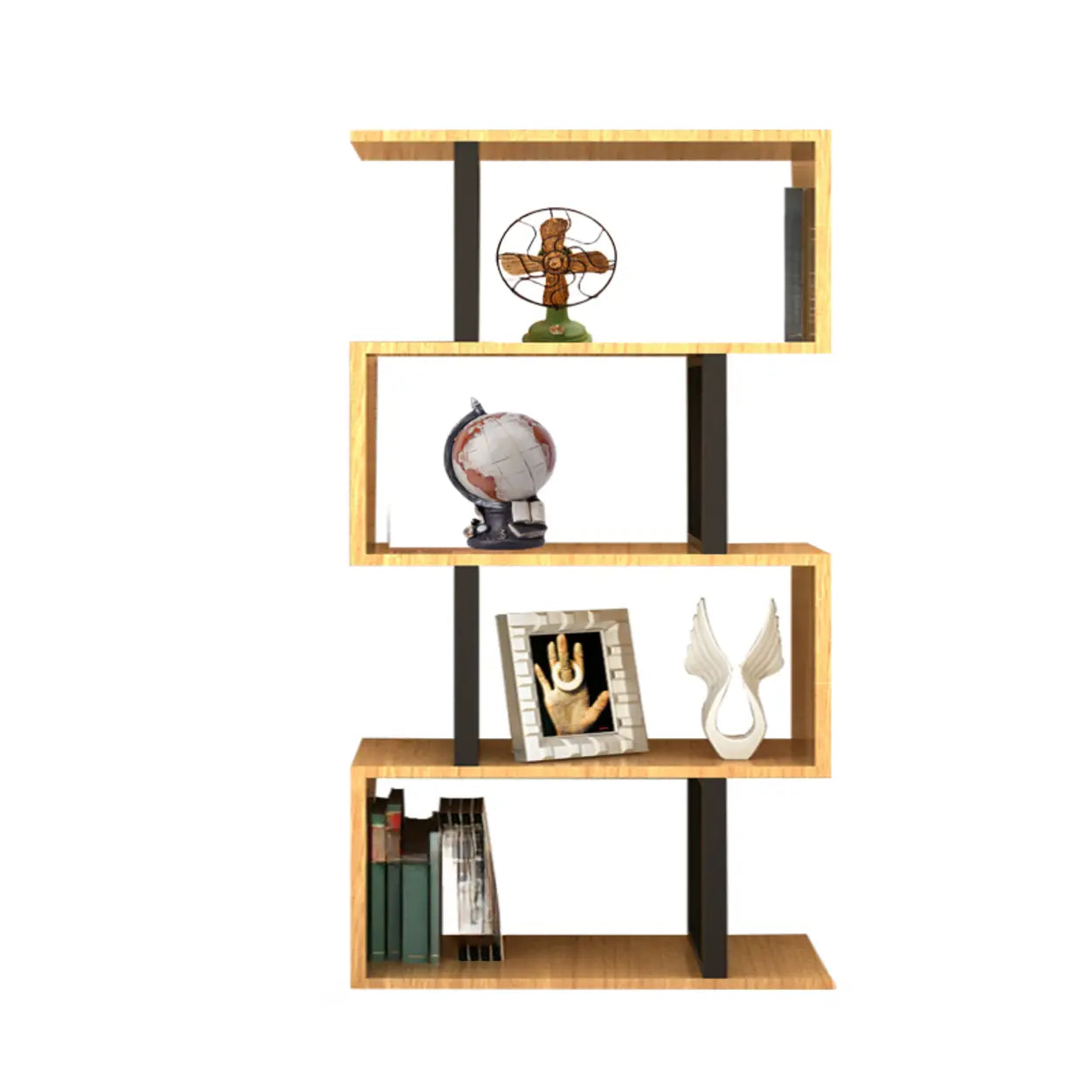 Modern Geometric Wood Grain Vertical Bookcase