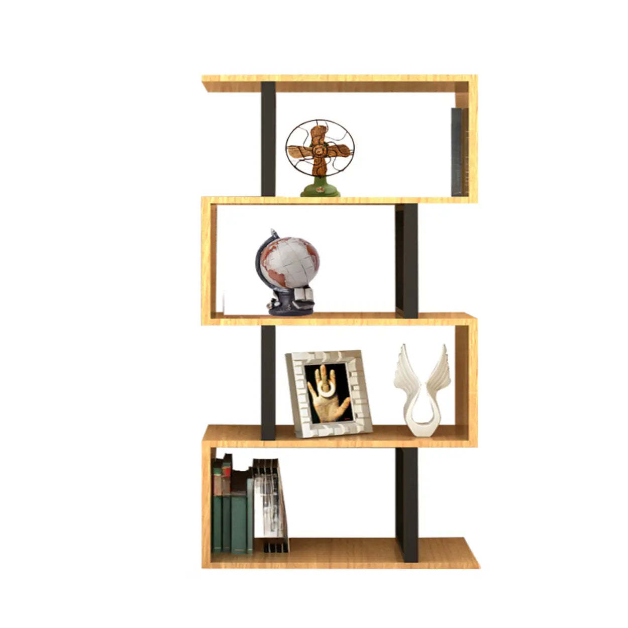 Modern Geometric Wood Grain Vertical Bookcase