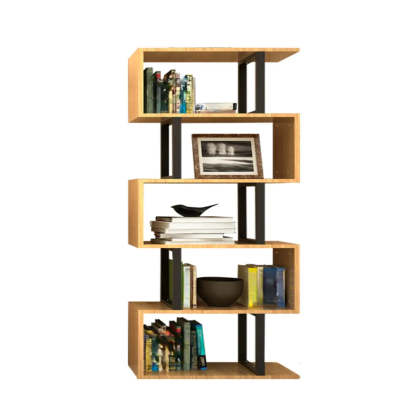 Modern Geometric Wood Grain Vertical Bookcase