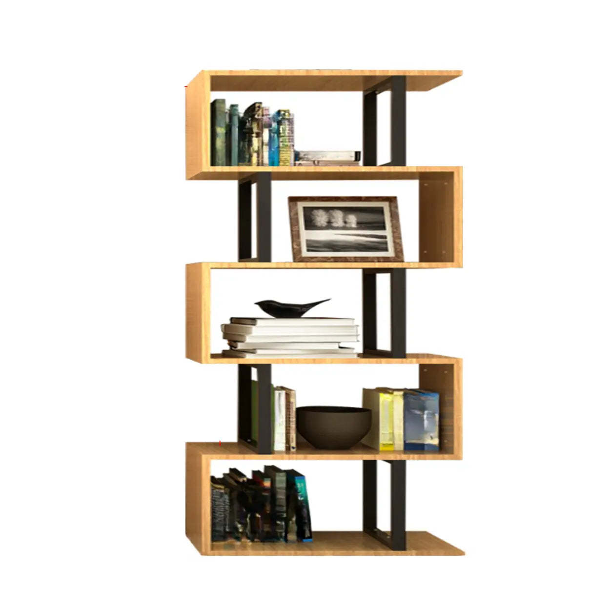Modern Geometric Wood Grain Vertical Bookcase