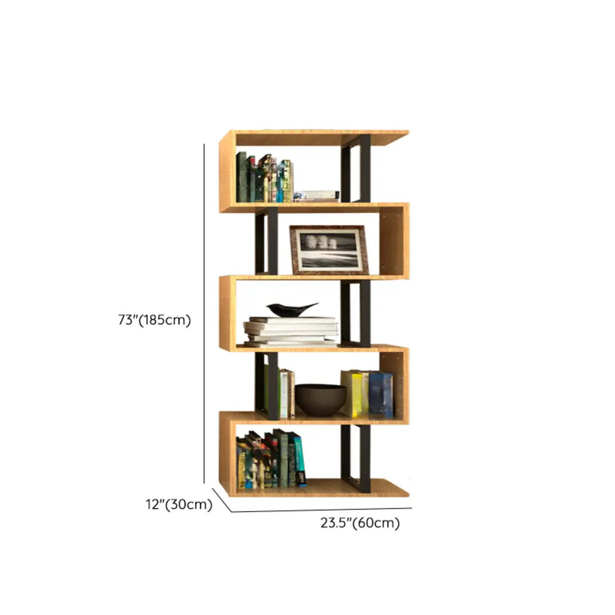 Modern Geometric Wood Grain Vertical Bookcase