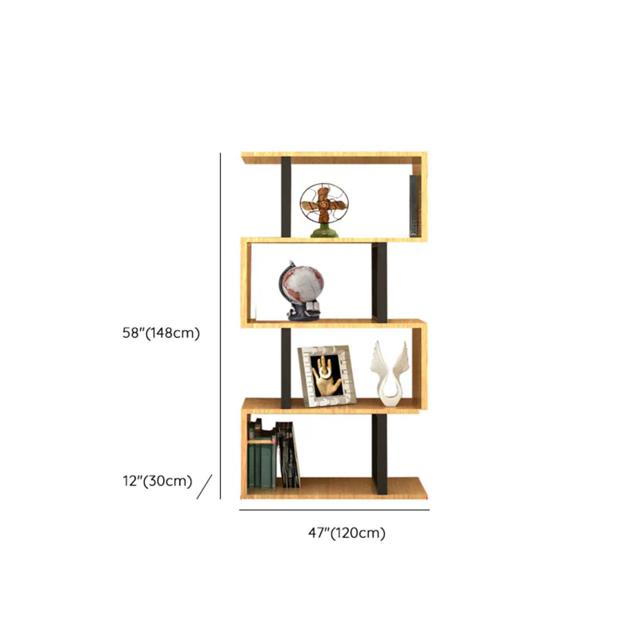 Modern Geometric Wood Grain Vertical Bookcase