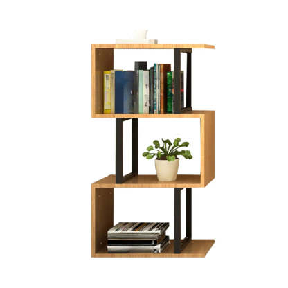 Modern Geometric Wood Grain Vertical Bookcase