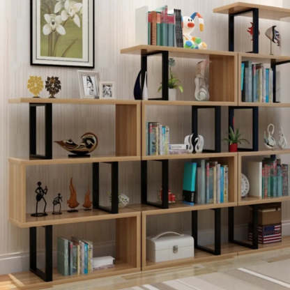 Modern Geometric Wood Grain Vertical Bookcase