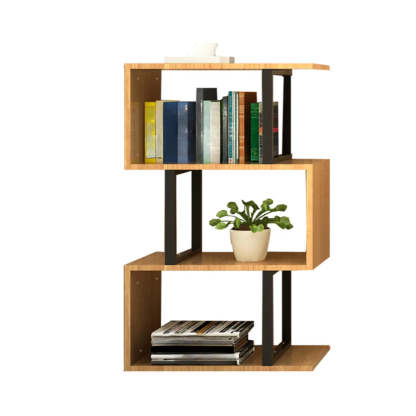Modern Geometric Wood Grain Vertical Bookcase