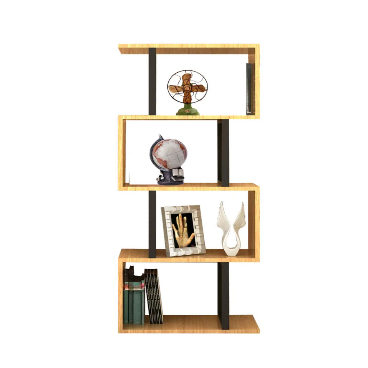 Modern Geometric Wood Grain Vertical Bookcase