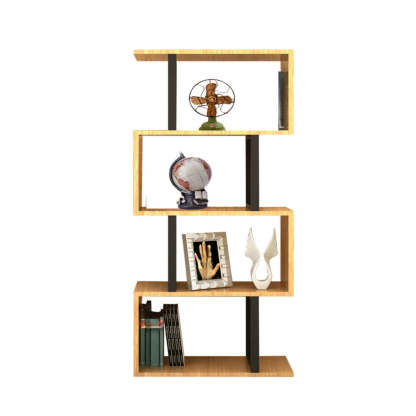 Modern Geometric Wood Grain Vertical Bookcase