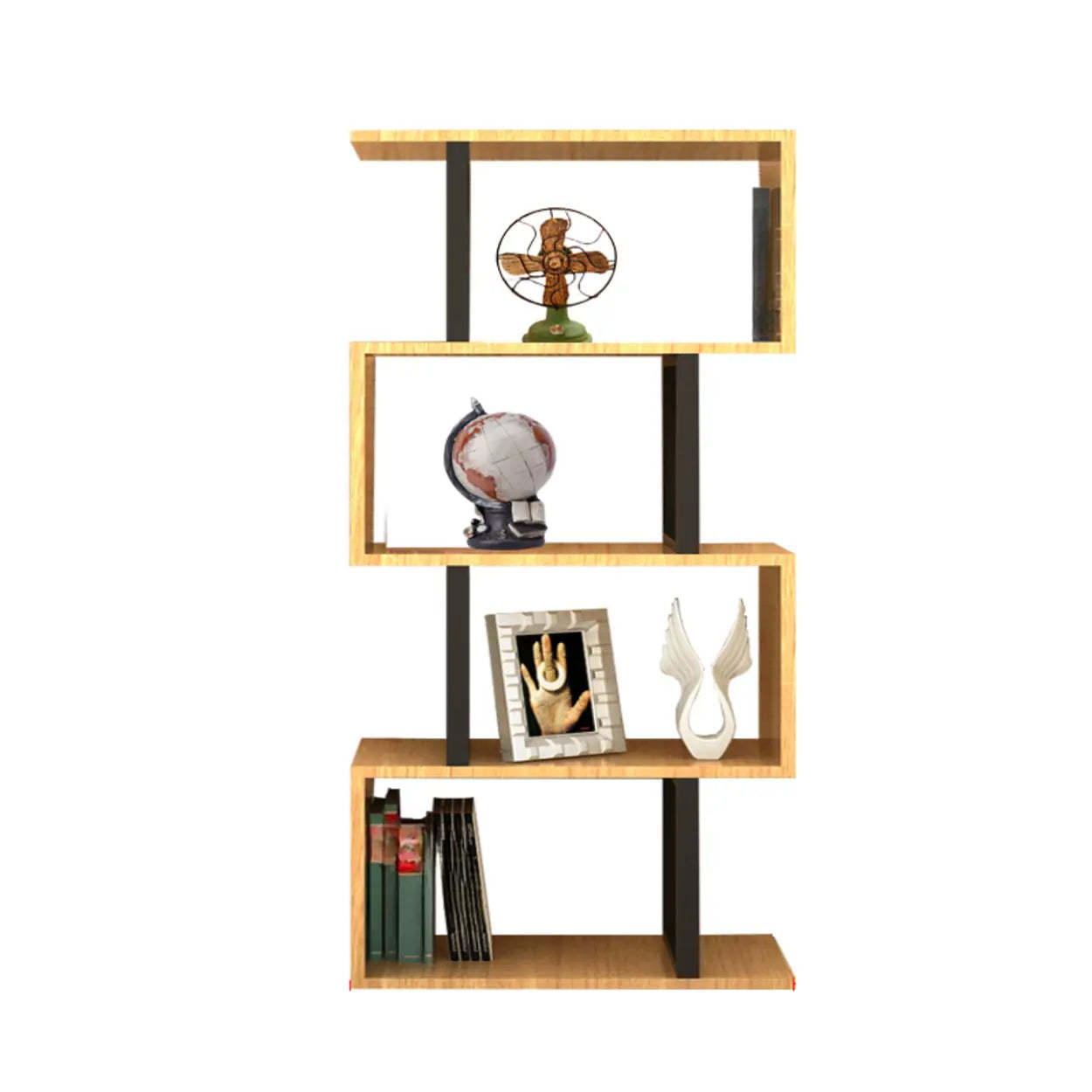 Modern Geometric Wood Grain Vertical Bookcase