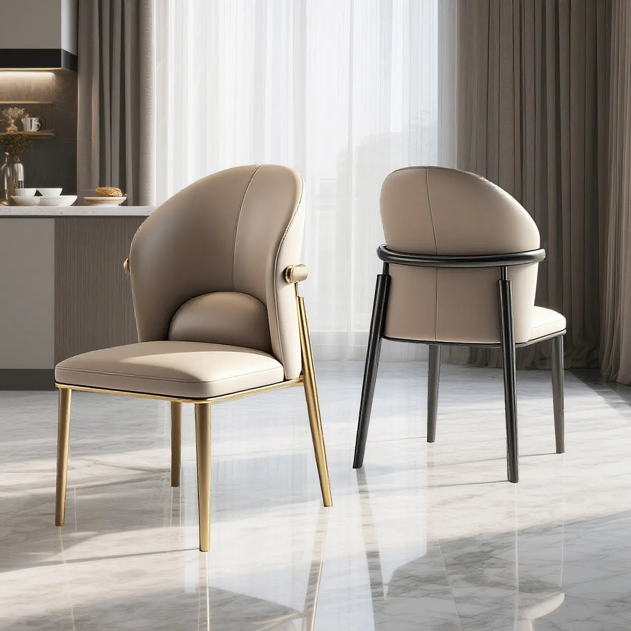Modern Glam Faux Leather Armless Dining Chair
