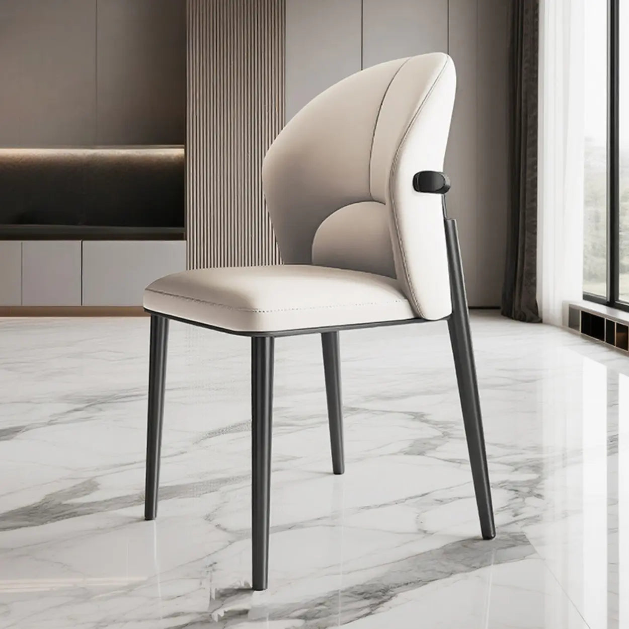 Modern Glam Faux Leather Armless Dining Chair