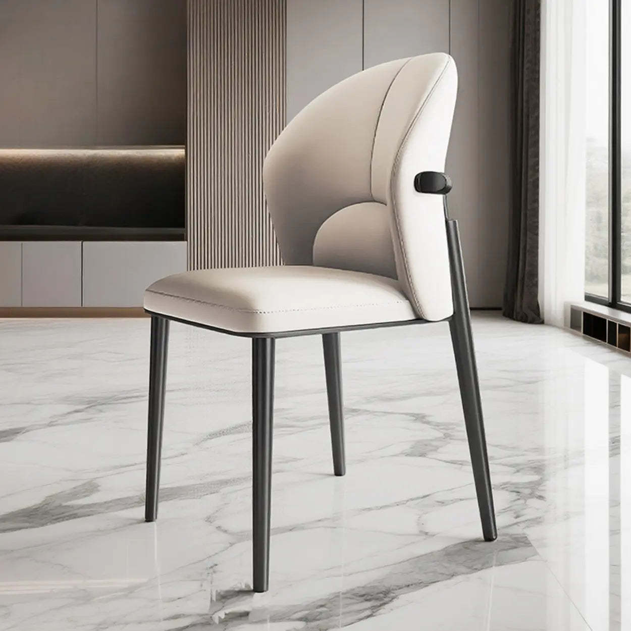 Modern Glam Faux Leather Armless Dining Chair
