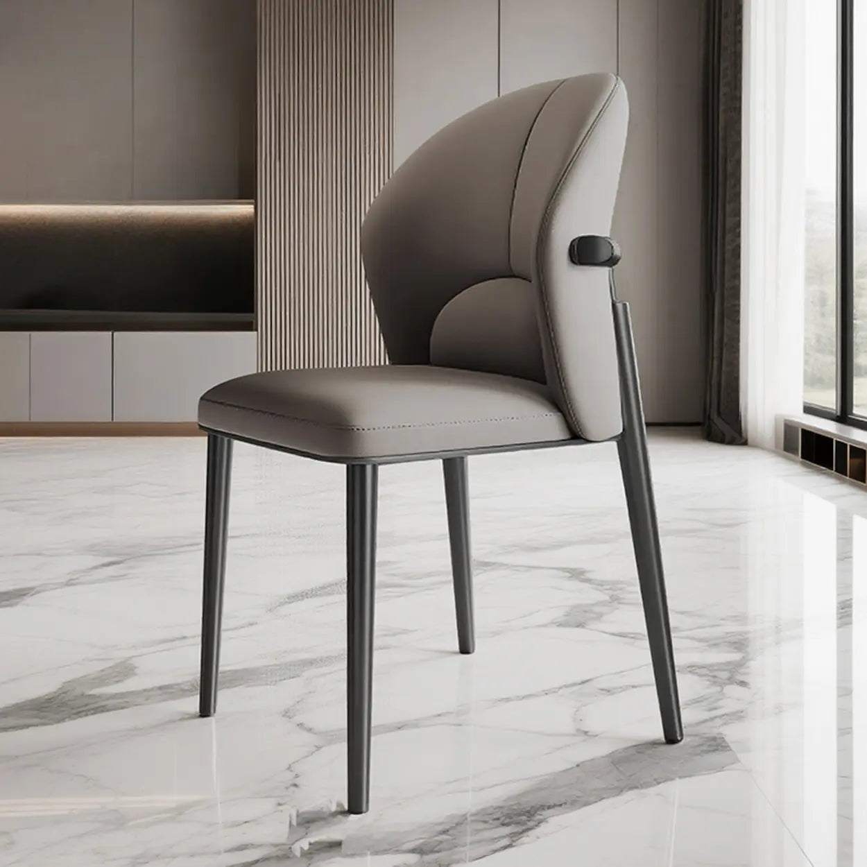 Modern Glam Faux Leather Armless Dining Chair