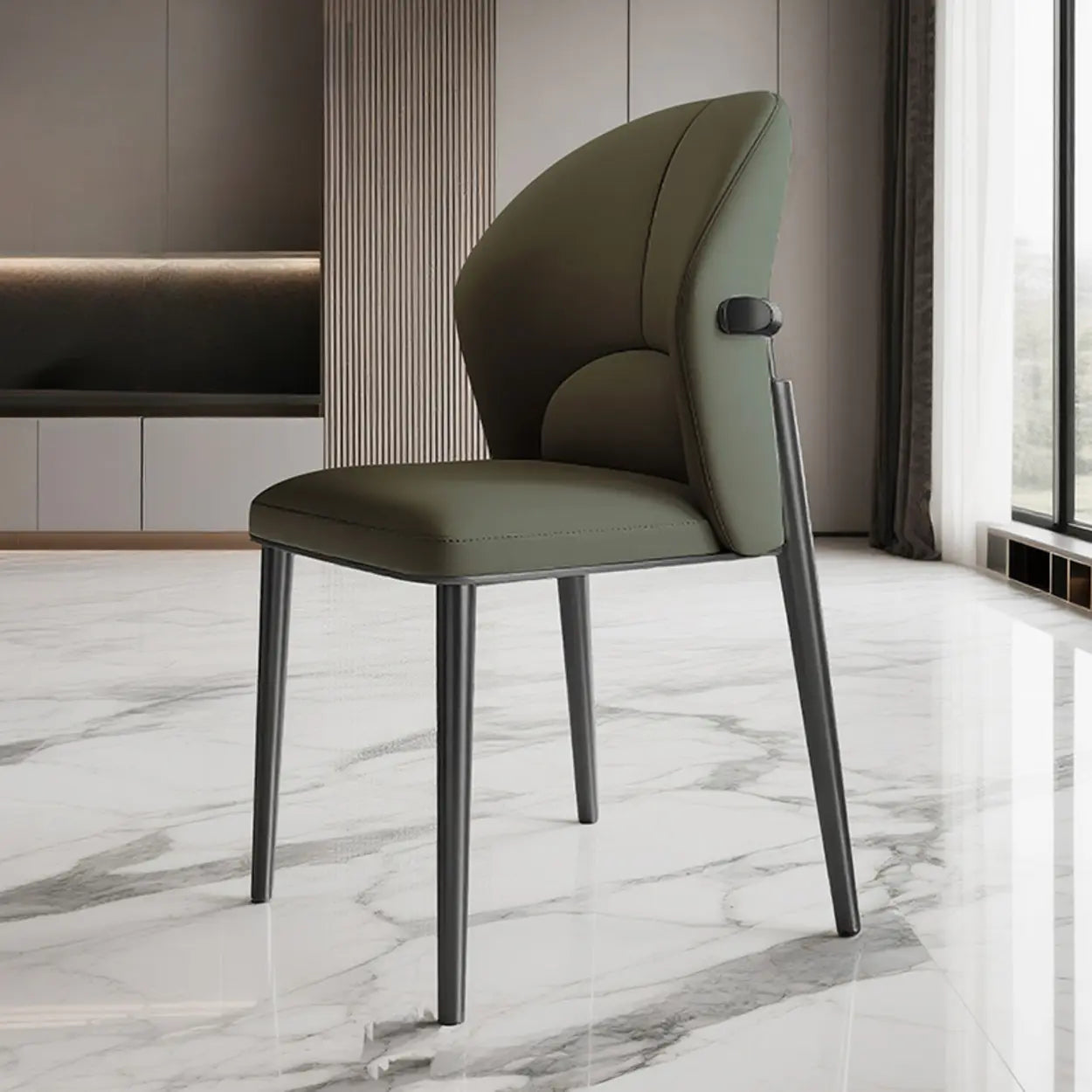 Modern Glam Faux Leather Armless Dining Chair