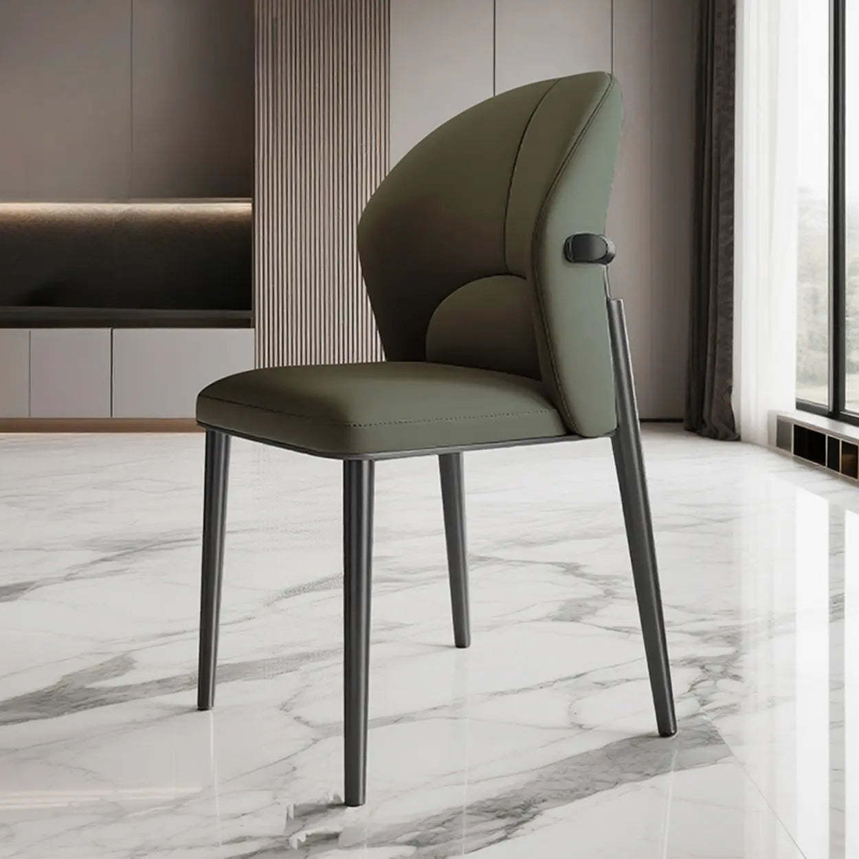 Modern Glam Faux Leather Armless Dining Chair