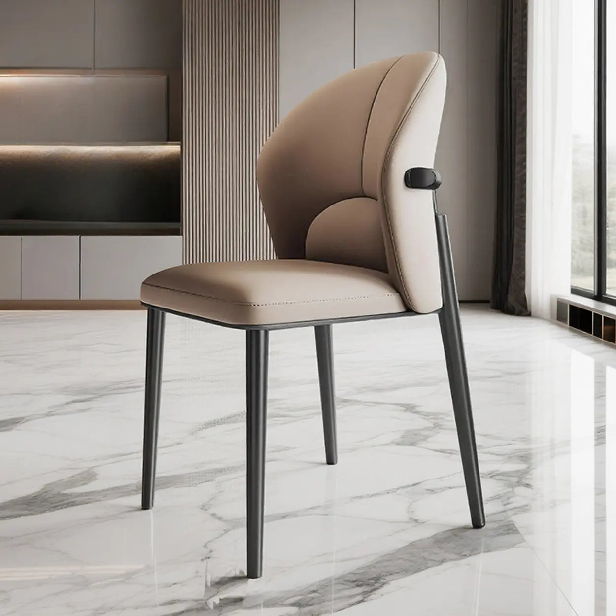 Modern Glam Faux Leather Armless Dining Chair