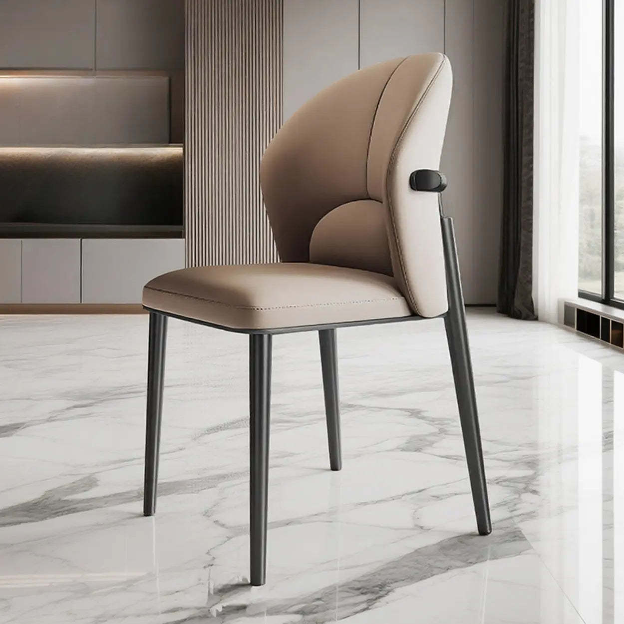Modern Glam Faux Leather Armless Dining Chair