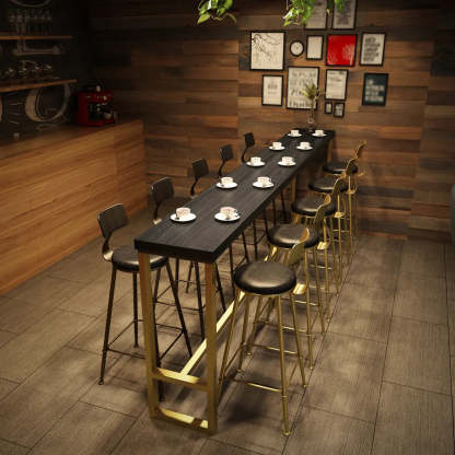 Modern Glam Slim Black Wood Bar Table — Without Chairs