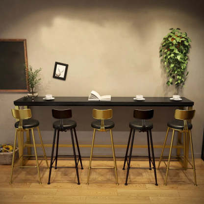Modern Glam Slim Black Wood Bar Table — Without Chairs