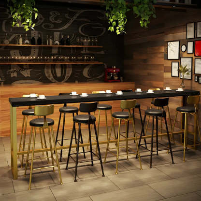 Modern Glam Slim Black Wood Bar Table — Without Chairs