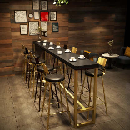 Modern Glam Slim Black Wood Bar Table — Without Chairs