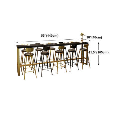 Modern Glam Slim Black Wood Bar Table — Without Chairs