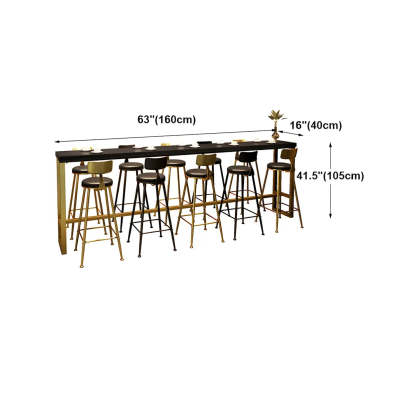 Modern Glam Slim Black Wood Bar Table — Without Chairs