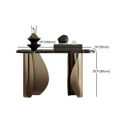Modern Glam Gold Pedestal Rectangular Console Table