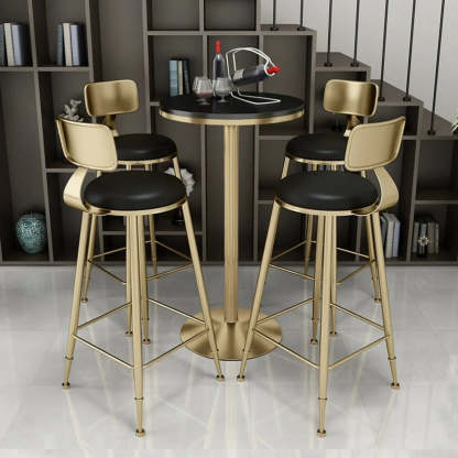 Modern Glam Round Gold Metal Armless Bar Stool