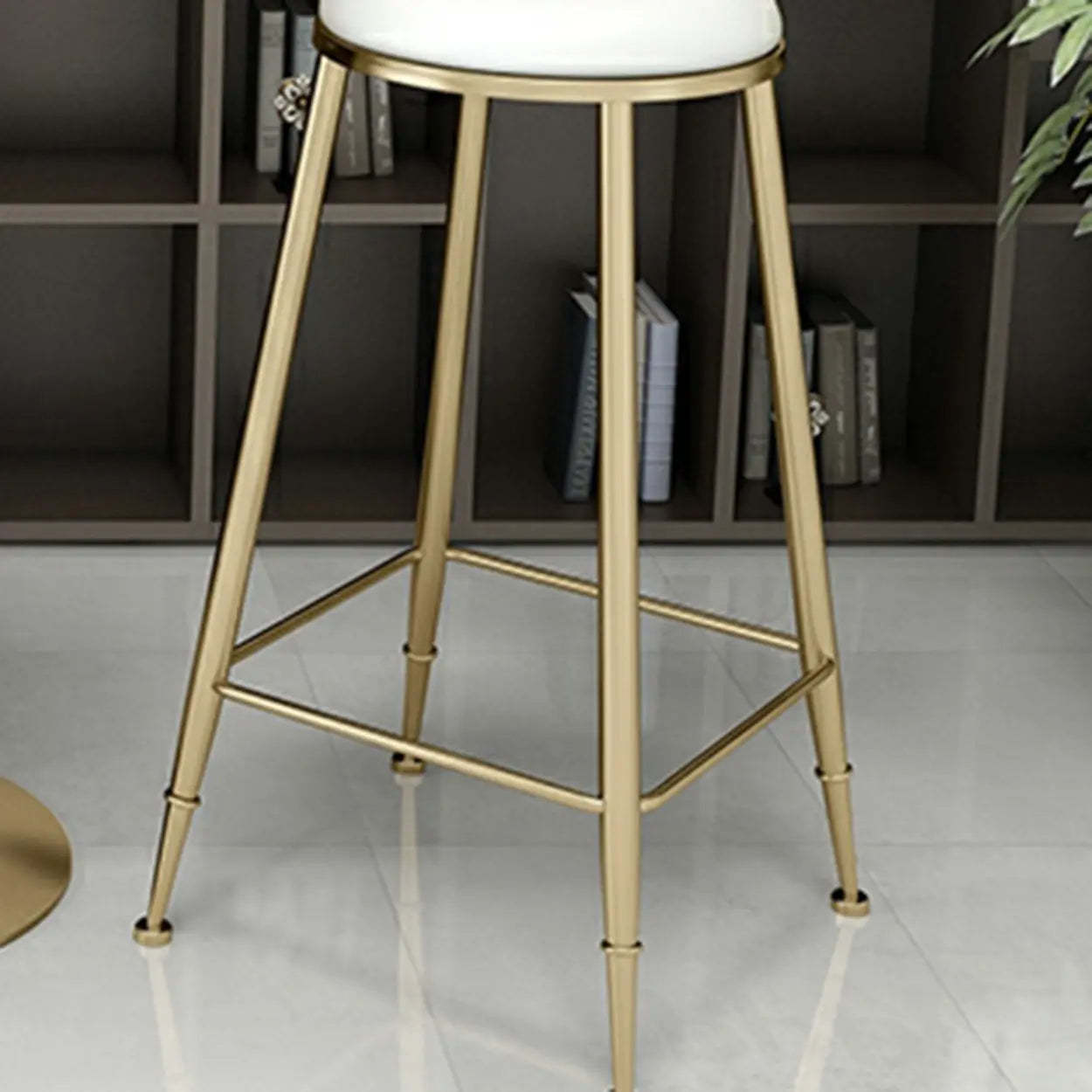 Modern Glam Round Gold Metal Armless Bar Stool